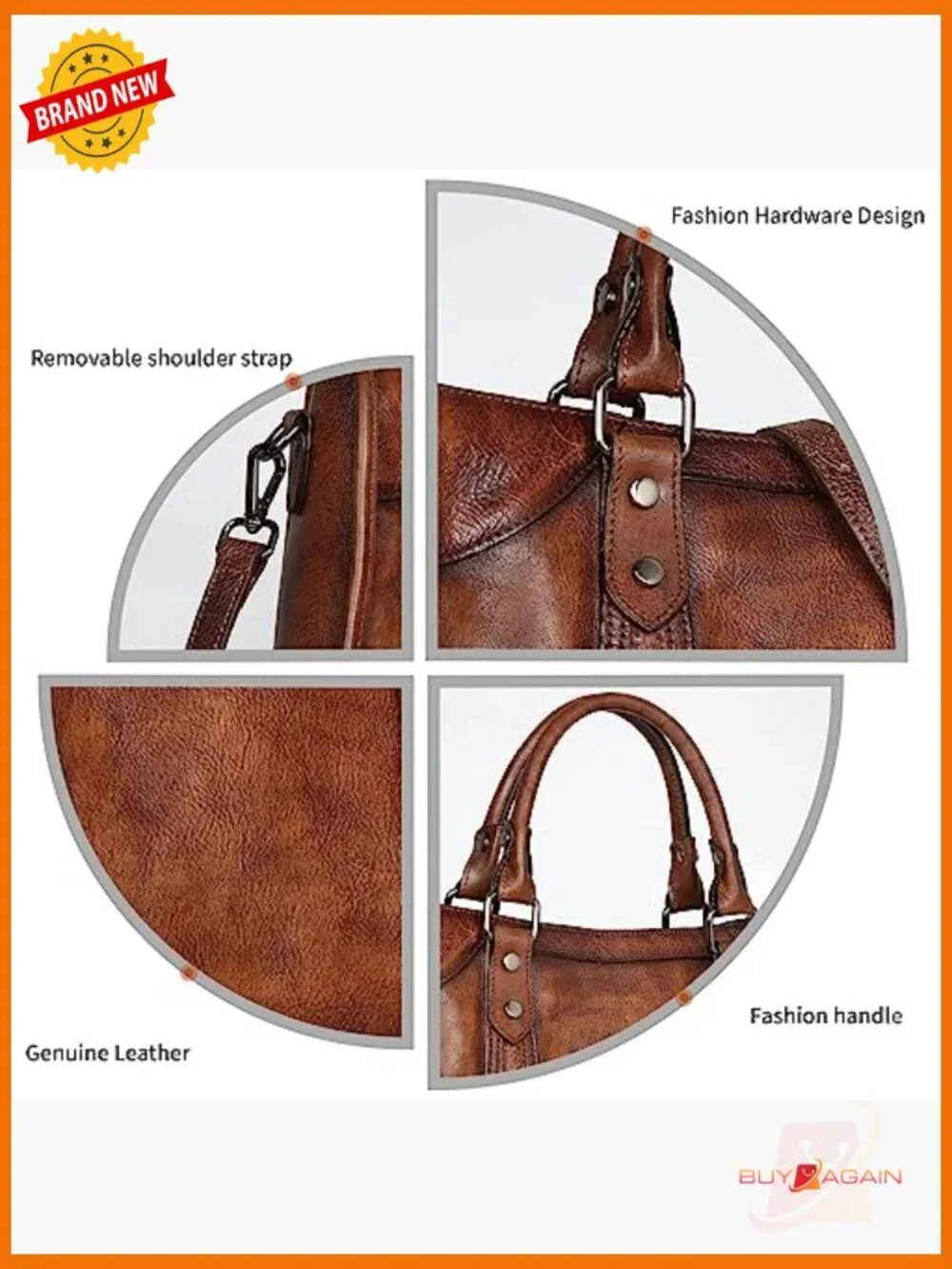 Genuine Leather Satchel Handbag Crossbody Shoulder Bag Hobo Purse Vintage Tote